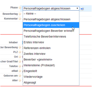 Status des Bewerbers setzen