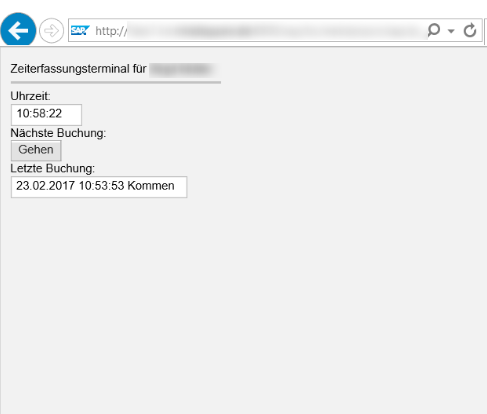 Bild der Oberfläche zur Zeiterfassungs
