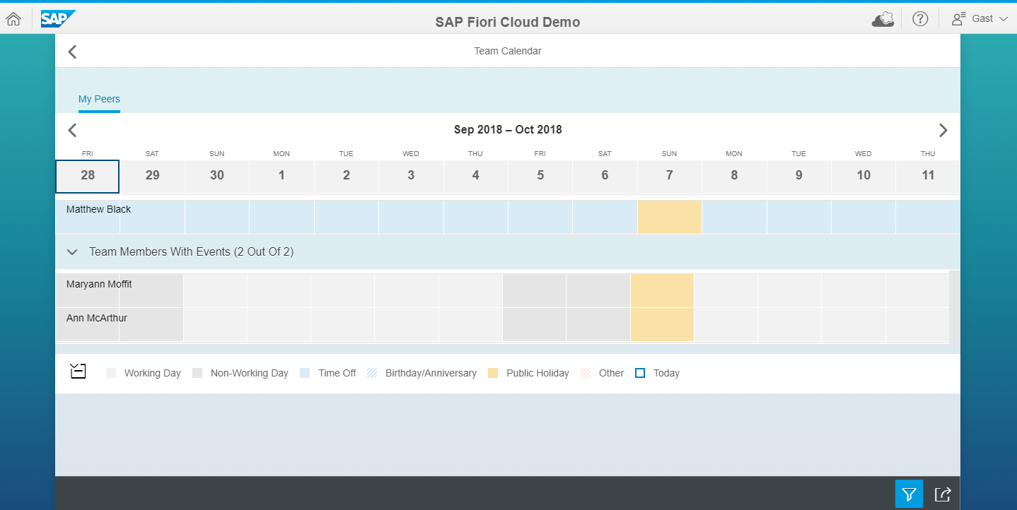 SAP Teamkalender Fiori