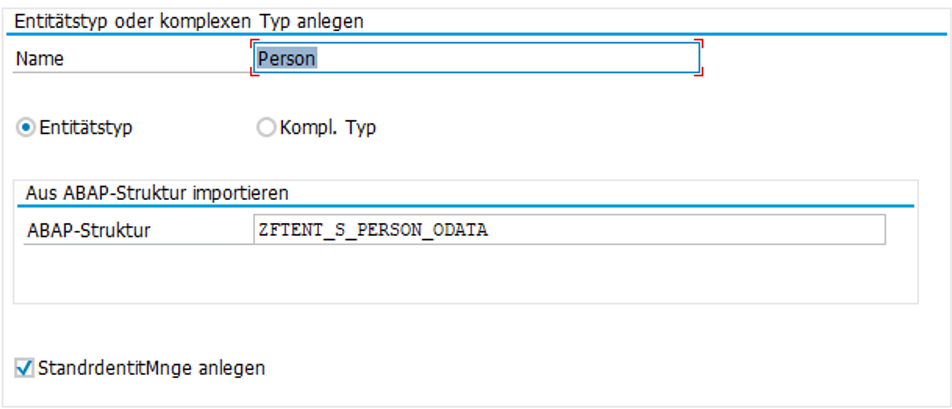 Entitätstyp anlegen Assistent 1