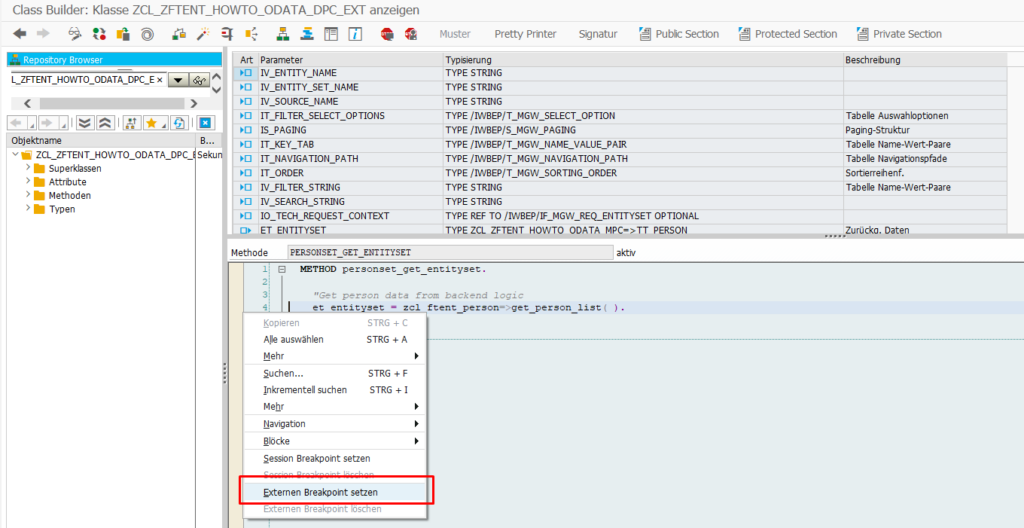 OData Backend externer Breakpoint