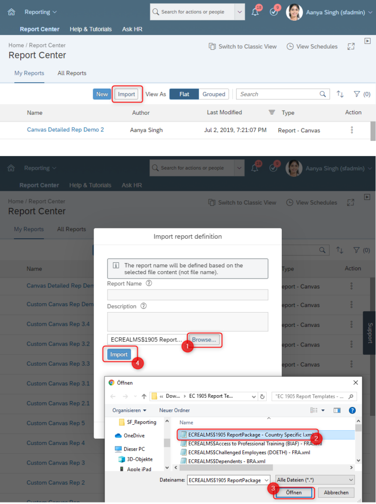 global assignment import successfactors