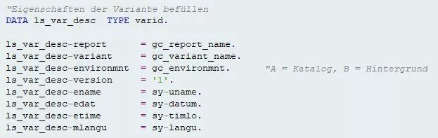 Eigenschaften der Variante