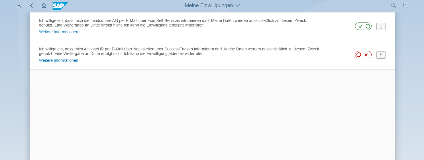 Einwilligungen in SAP Fiori