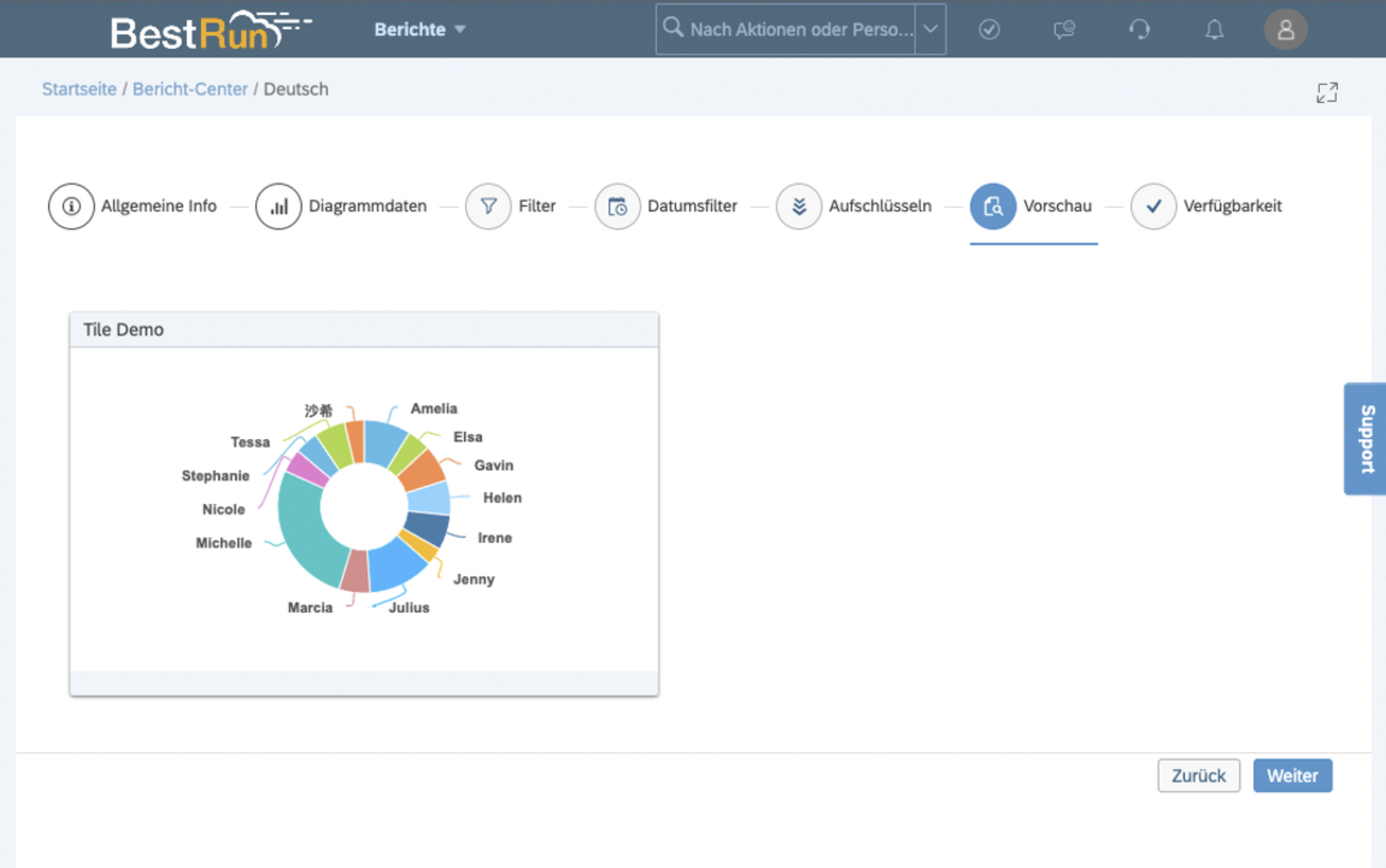 Kachelbericht in SuccessFactors 