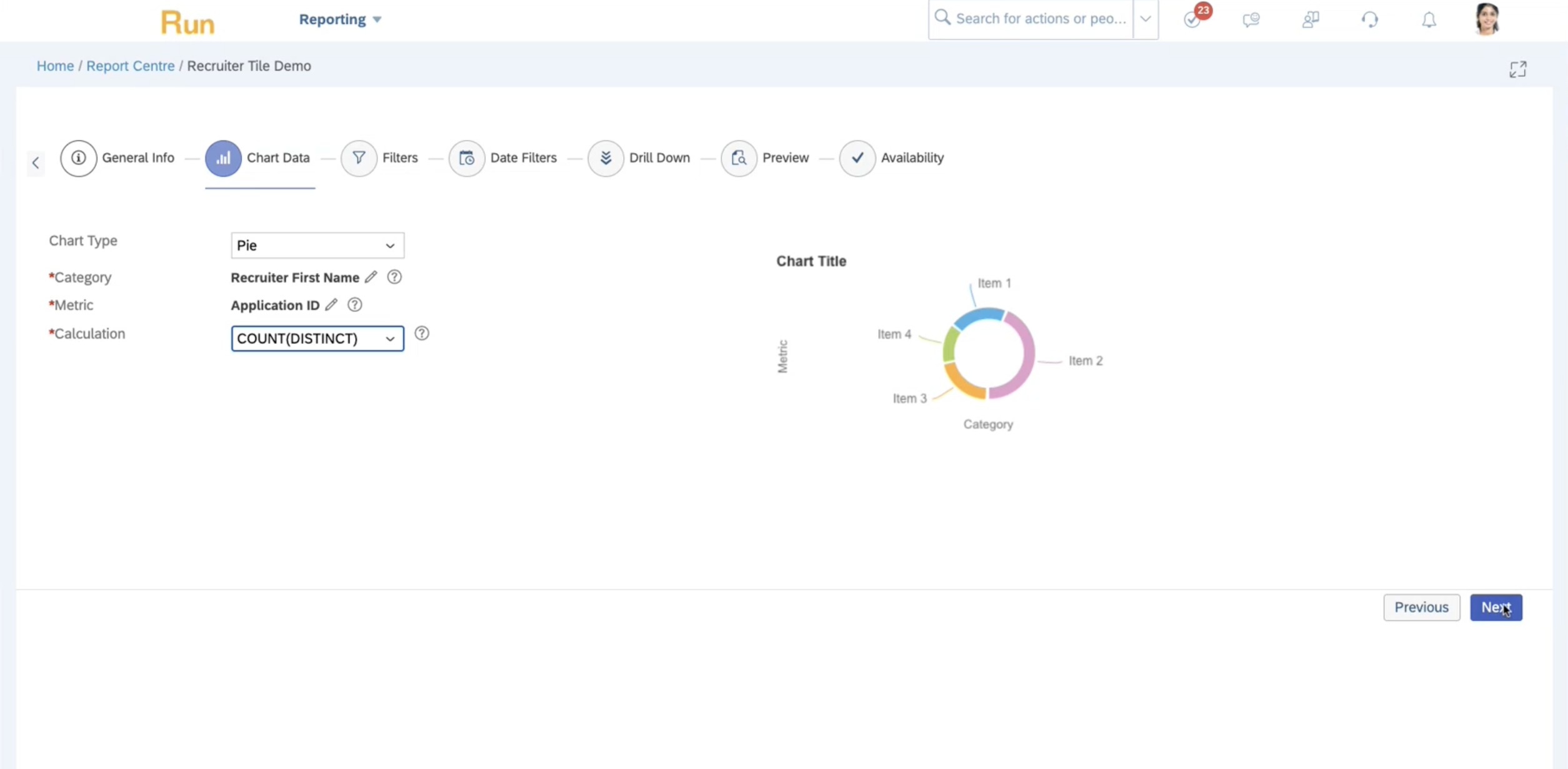 Kachelbericht in SuccessFactors - Daten auswählen