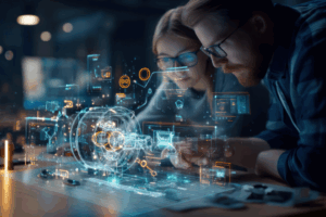 IT-Mitarbeiter mit digitaler Software