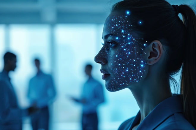 Frau aus HR mit Technologie