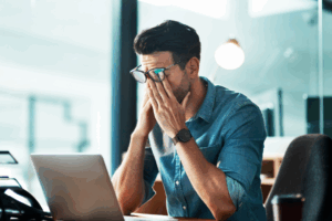 Naked Quitting stressed employee