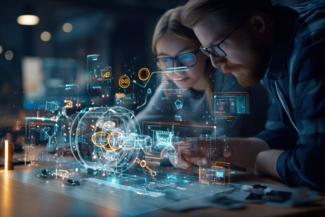 IT-Mitarbeiter mit digitaler Software