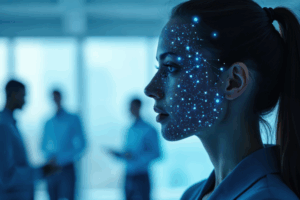 Frau aus HR mit Technologie